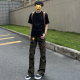 嘻哈直筒显瘦微喇裤 美式 裤 工装 子男 hiphop复古水洗迷彩多口袋修身