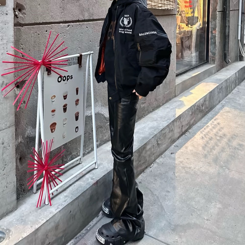 设计高级阔腿微喇拖地牛仔裤男