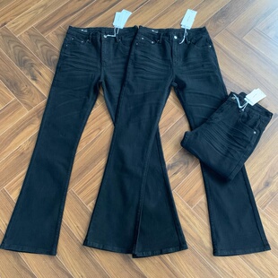 美式517版型压皱猫基础3.0黑牛须直筒微喇黑牛修身显瘦软牛仔裤男