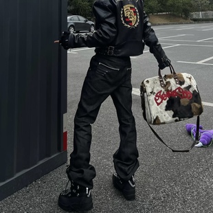 美式Cleanfit四线窄幅赤耳原牛仔裤百搭微喇垂感显瘦拖地长裤子男