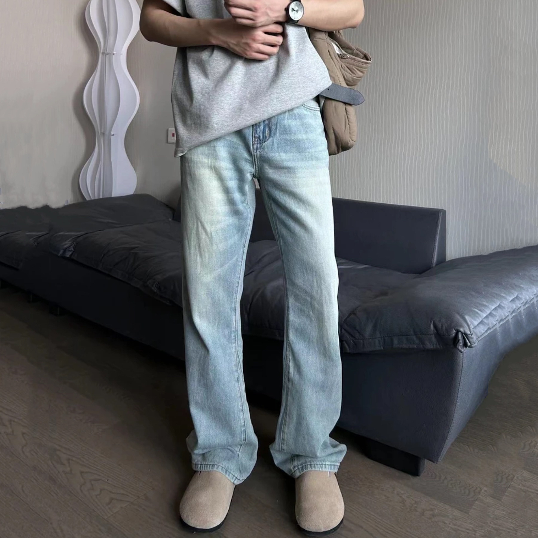 莱赛尔天丝浅蓝517牛仔裤男