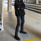 百搭堆积蜡面休闲裤 FOG欧美黑色直筒涂层湿蜡修身 小脚牛仔裤 小男