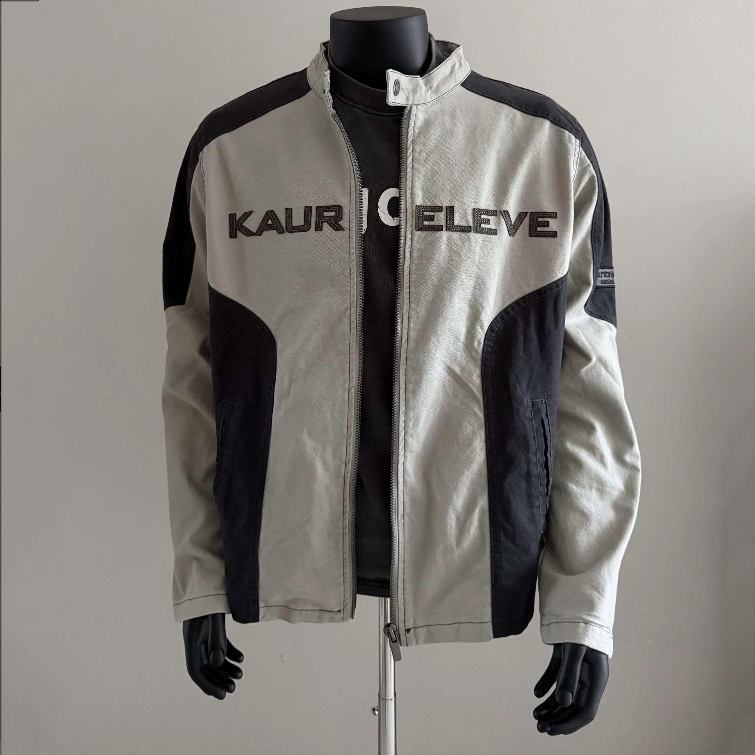 复古拼接撞色立领夹克外套男宽松