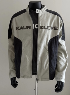 美式Cleanfit复古拼接撞色立领夹克外套男女宽松休闲百搭情侣上衣