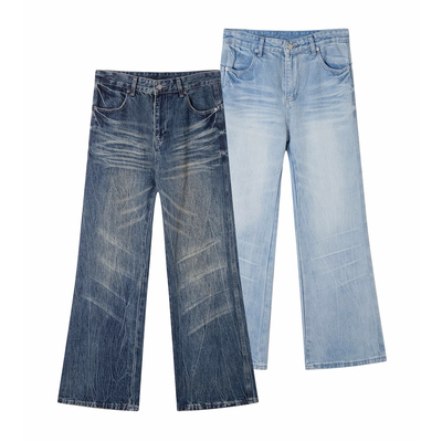 猫须cleanfit休闲宽松微喇牛仔裤