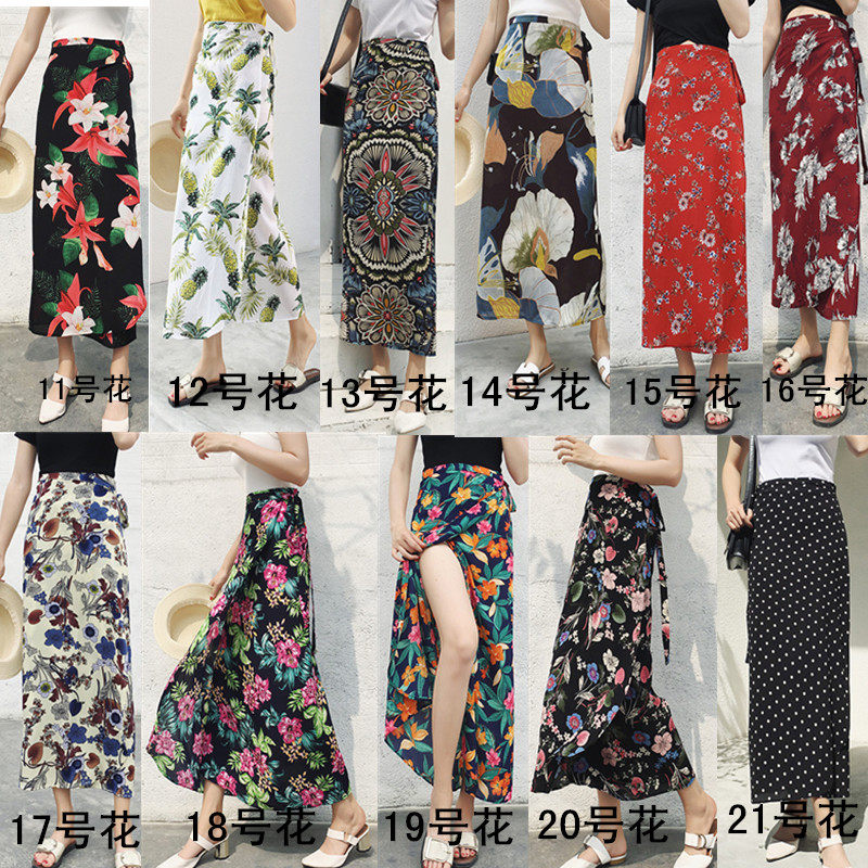 2018 Summer style High waisted floral skirt Single chip Chiffon Skirt printing Maxi dress Frenum The dressin the Women's clothing/Boutique , Skirts  category - from Buy2taobao.com to provide professional Taobao agent buy service