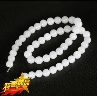 新疆和田羊脂玉项链白玉项链昆仑玉珠项链玉8mm蜀黍