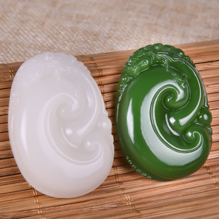 青峰玉业玉器2018款和田玉白玉碧玉吊坠挂件玉如意平安扣玉牌佩玉