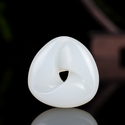 青峰玉业新疆雕刻保色包邮其他包金和田白玉镂空时来运转挂件吊坠