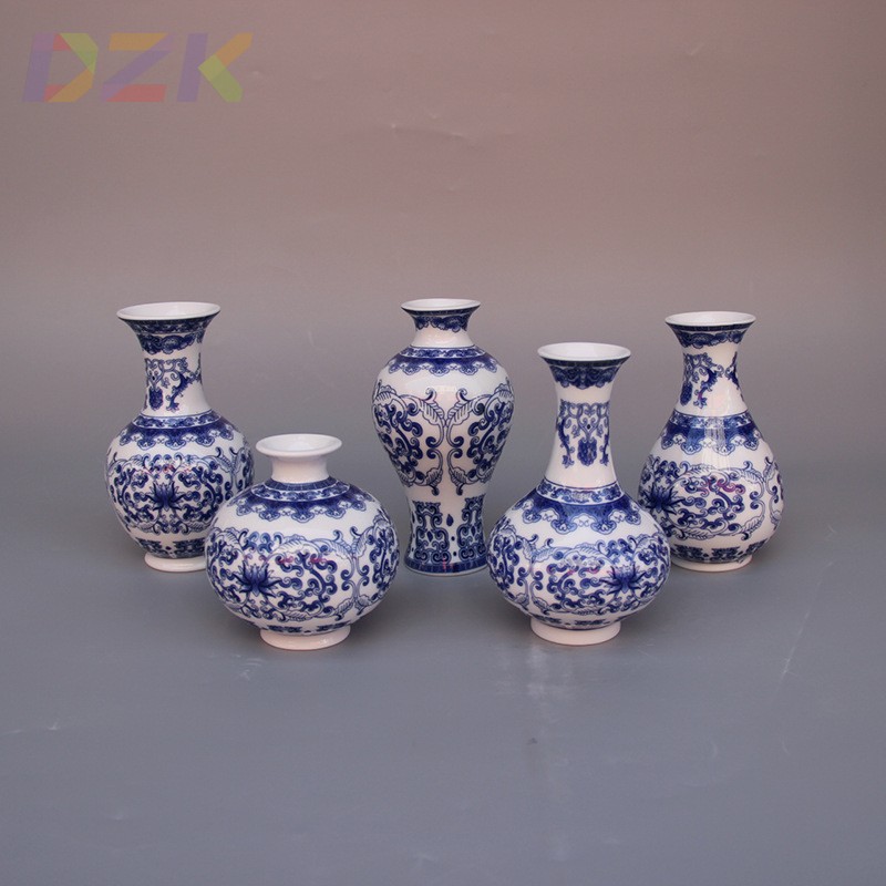 家居装饰客厅书房办公陶瓷摆件细花纹青花小花瓶工艺礼品摆设复c2