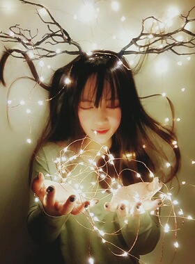 鹿角发箍少女心森系走秀蝴蝶