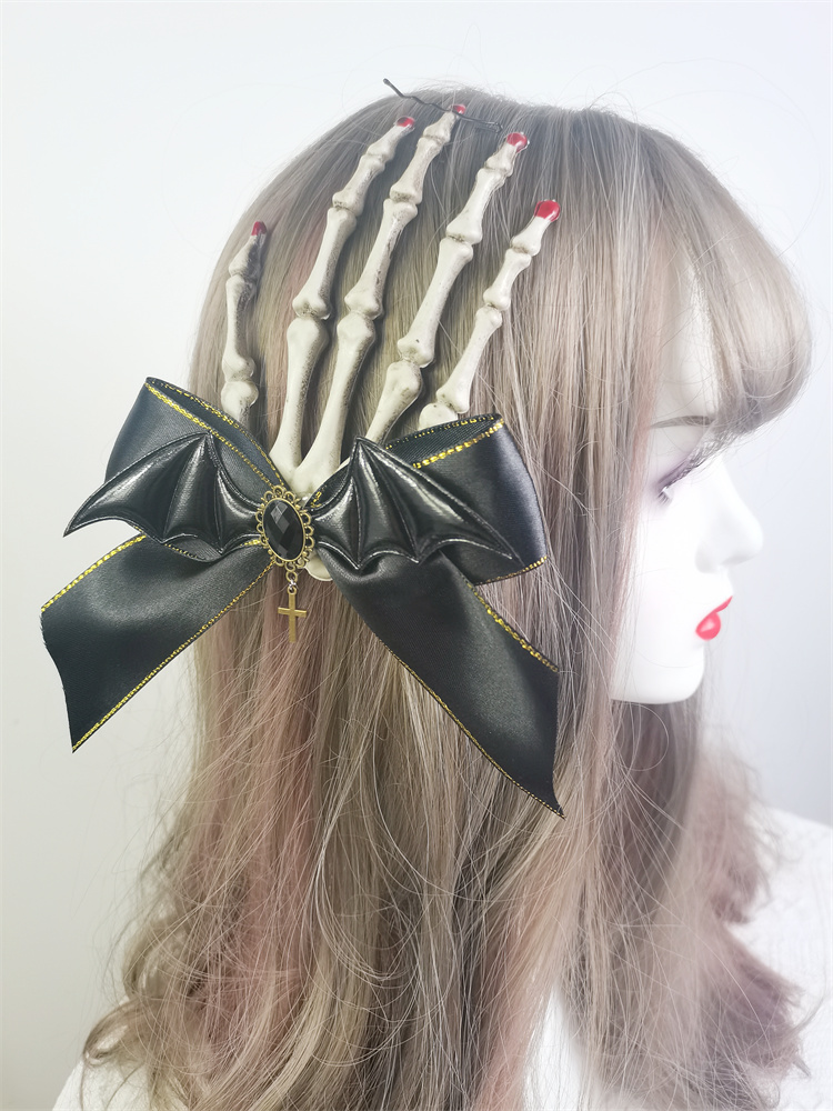 万圣节恐怖骷髅手爪发夹暗黑系夸张圣节道具装饰鬼屋密室恐怖整蛊