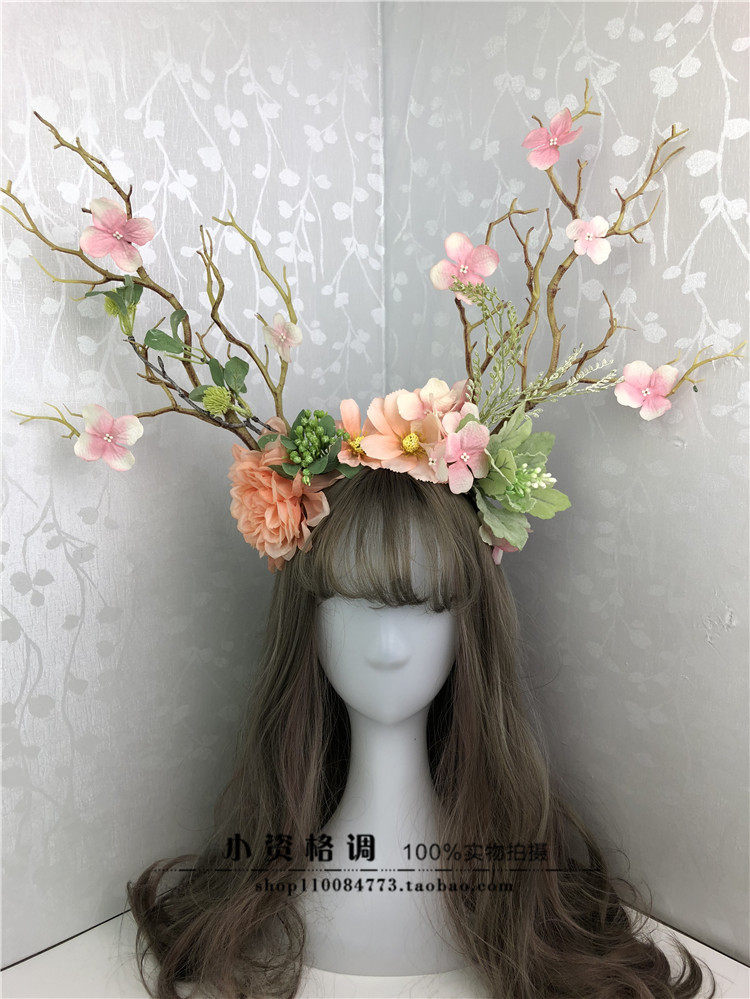 森女系树枝发箍花仙子造型婚纱摄影写真超美毕业手作圣诞鹿角发箍