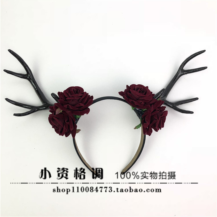 万圣节黑暗系鹿角发箍