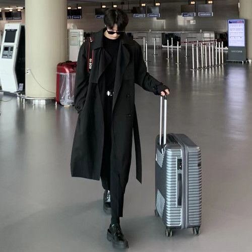 韩国高级感中长款风衣外套男潮牌
