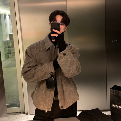 高级感英伦风毛呢大衣男士秋冬季短款加厚克苏鲁呢子风衣夹克外套