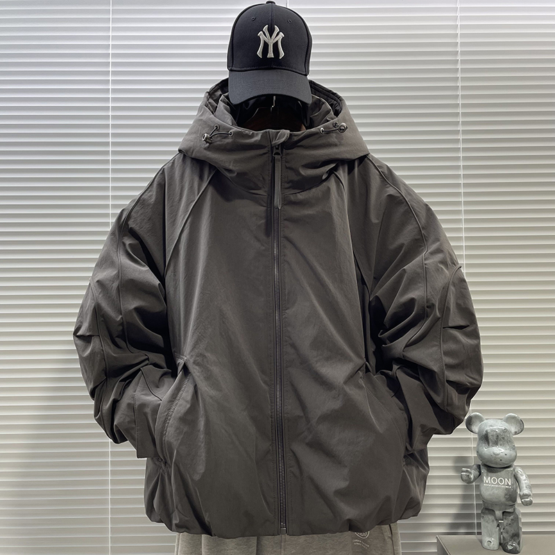 美式高级感轻薄羽绒服男士冬季2025新款潮牌痞帅短款连帽加厚外套