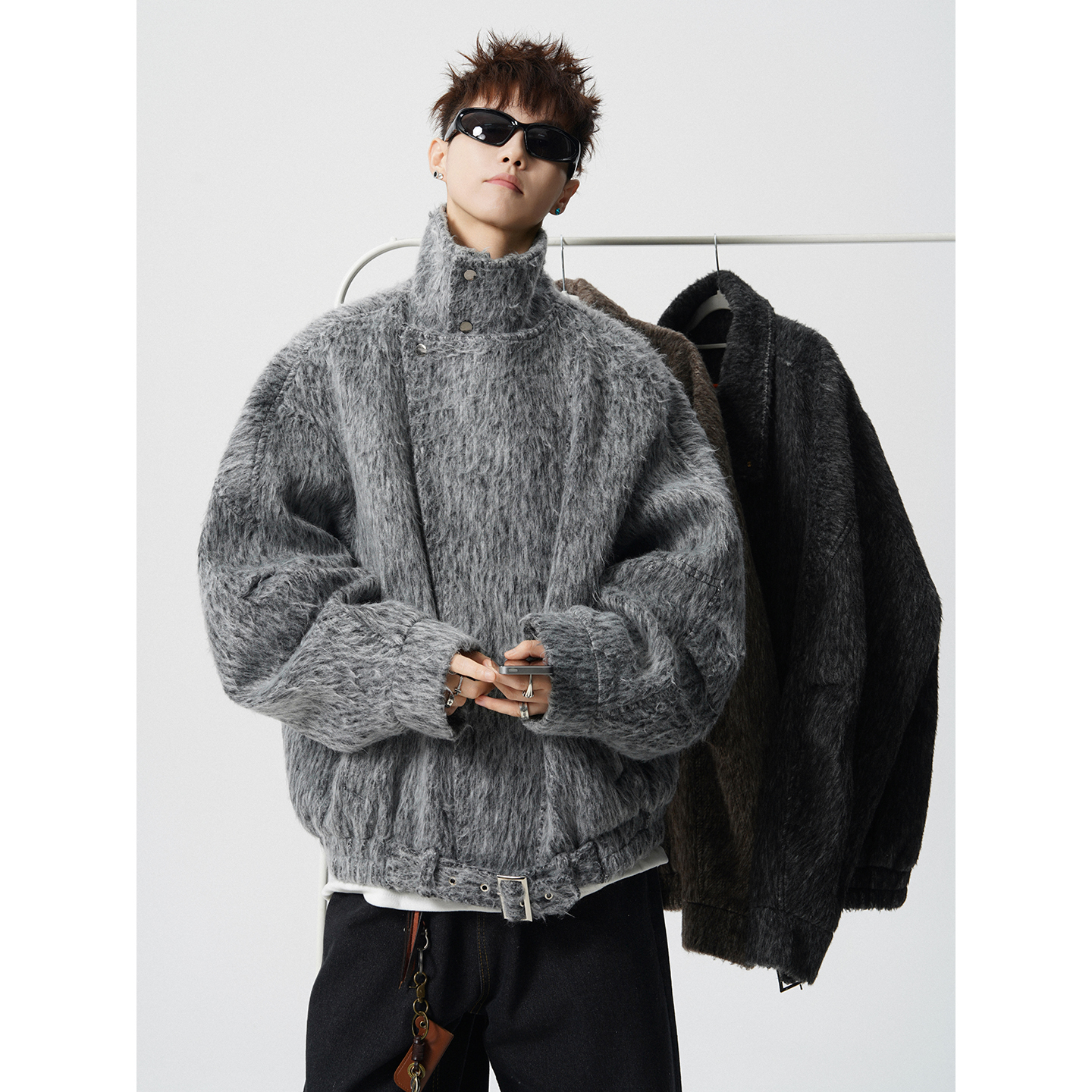 高级感克苏鲁毛呢大衣男士秋冬季青少年休闲短款加厚呢子风衣外套