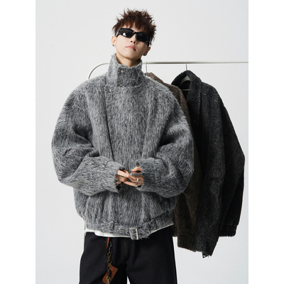 高级感克苏鲁毛呢大衣男士秋冬季青少年休闲短款加厚呢子风衣外套