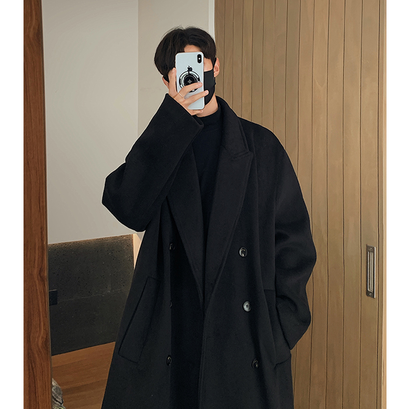 高级感克苏鲁毛呢大衣男士秋冬季男生中长款德式战壕呢子风衣外套