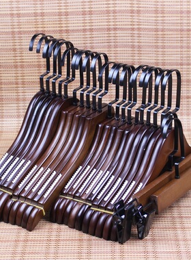 定制LOGO复古实木服装店衣架家用成人女装防滑木质衣挂儿童衣服架