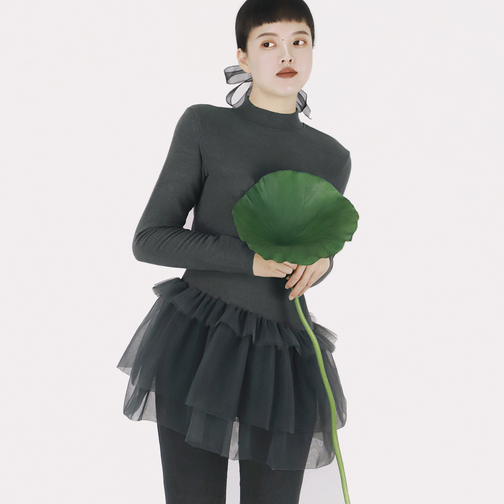 德绒纯色半高领保暖打底衫