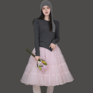 TEATREE《春涧系列》网纱半身裙浪漫甜美松紧蓬蓬裙多色中长裙仙