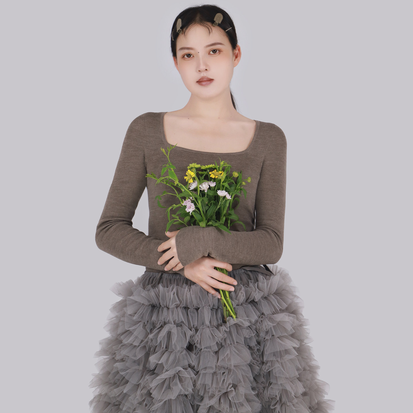 TEATREE/柔软修身方领长袖打底衫扬子纱无缝一体100%羊毛针织衫女,女装/女士精品,毛针织衫,淘宝优惠券,粉丝福利购,淘宝优惠卷