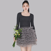 半身裙 TEATREE 花影系列 裹胸两穿层叠网纱蛋糕裙花苞包臀短裙