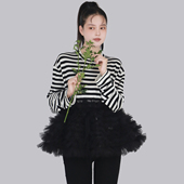 高品质羊毛网纱花苞裙立体条纹桑蚕丝针织衫 TEATREE 花影系列