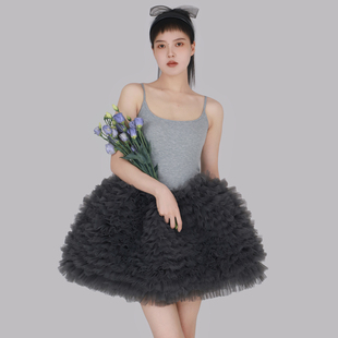 TEATREE 网纱花苞氛围感拼接吊带连衣裙芭蕾风蓬蓬裙 花漾系列