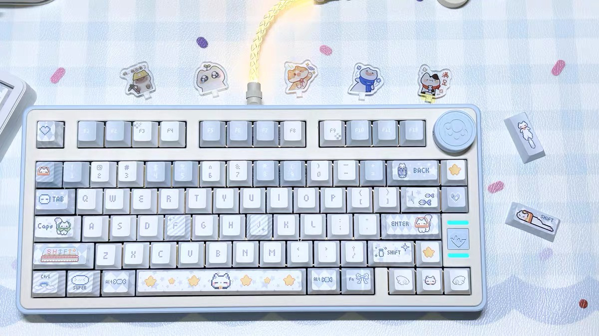 纯白喵喵PBT客制化键帽