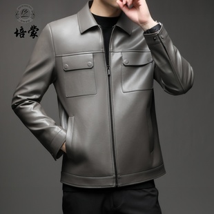 培蒙雷军同款真皮皮衣男短款休闲夹克2025年春季海宁薄款外套男