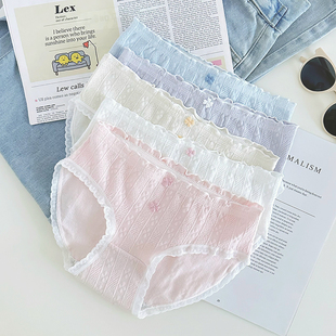 5A类婴儿棉女士纯棉内裤 中腰透气提花抗菌全棉裆少女学生三角短裤