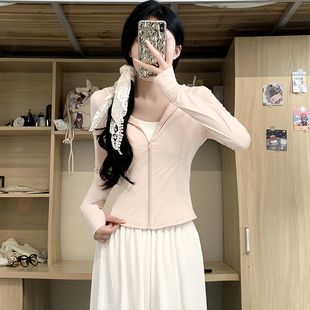 V运动瑜伽服上衣外套0325e 2026新款 粉色冰丝防晒衣女夏薄款 修身