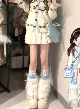 白色毛呢百褶短裙女冬季2025新款高腰a字半身裙梨型身材伯克利裙