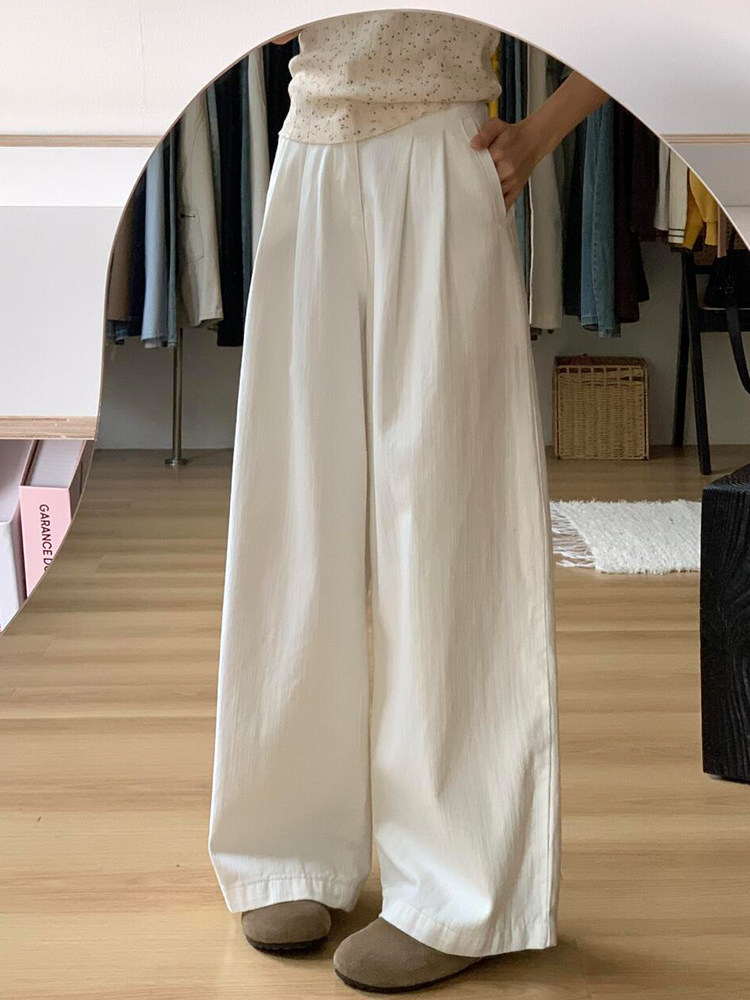 白色牛仔裤女夏季2026新款宽松休闲小个子梨形身材高腰直筒阔腿裤