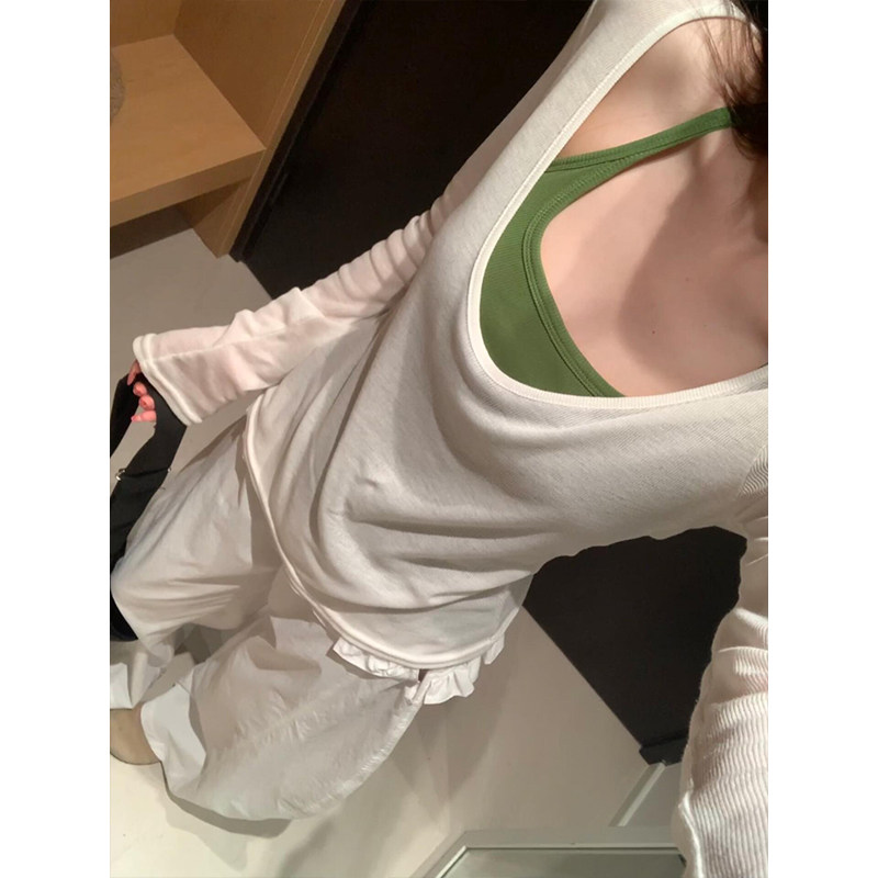 Avocado Green Camisole for Women, Summer Anti-Exposure, Side Breast Coverage, Inner Layer with Chest Pad, Halter Neck, Beautiful Back Top