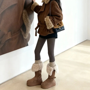 小个子加绒连裤 冬加厚东北棉裤 袜 外穿女2025新款 美拉德咖色打底裤