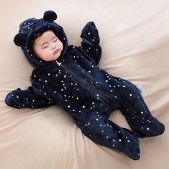 跨境新生儿衣服婴儿连体衣加绒春秋装外出服宝宝秋冬包脚哈衣爬服