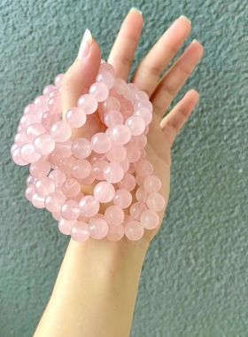 天然粉晶手链原色果冻西柚粉晶招桃花马粉色水晶甜美手串女生