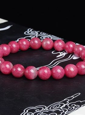 天然樱花雨蔷薇石手链女玉化蔷薇辉石圆珠手串玫瑰石粉色水晶