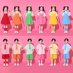 六一儿童演出服幼儿园彩色背带裙小学生毕业照运动会啦啦队表演服