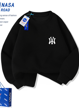 NASA男童黑色加绒卫衣2025新款今年流行爆款儿童冬装潮牌运动上衣
