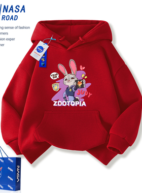 NASA朱迪警官女童红色卫衣加绒2026马年过新年衣服儿童冬装拜年服