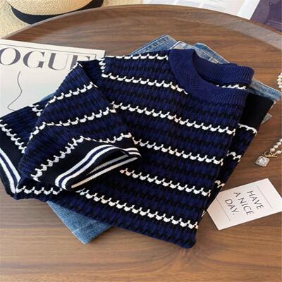 DORACTR 本期Bi入 条纹短袖针织衫女夏季2025新款时尚减龄套头t恤