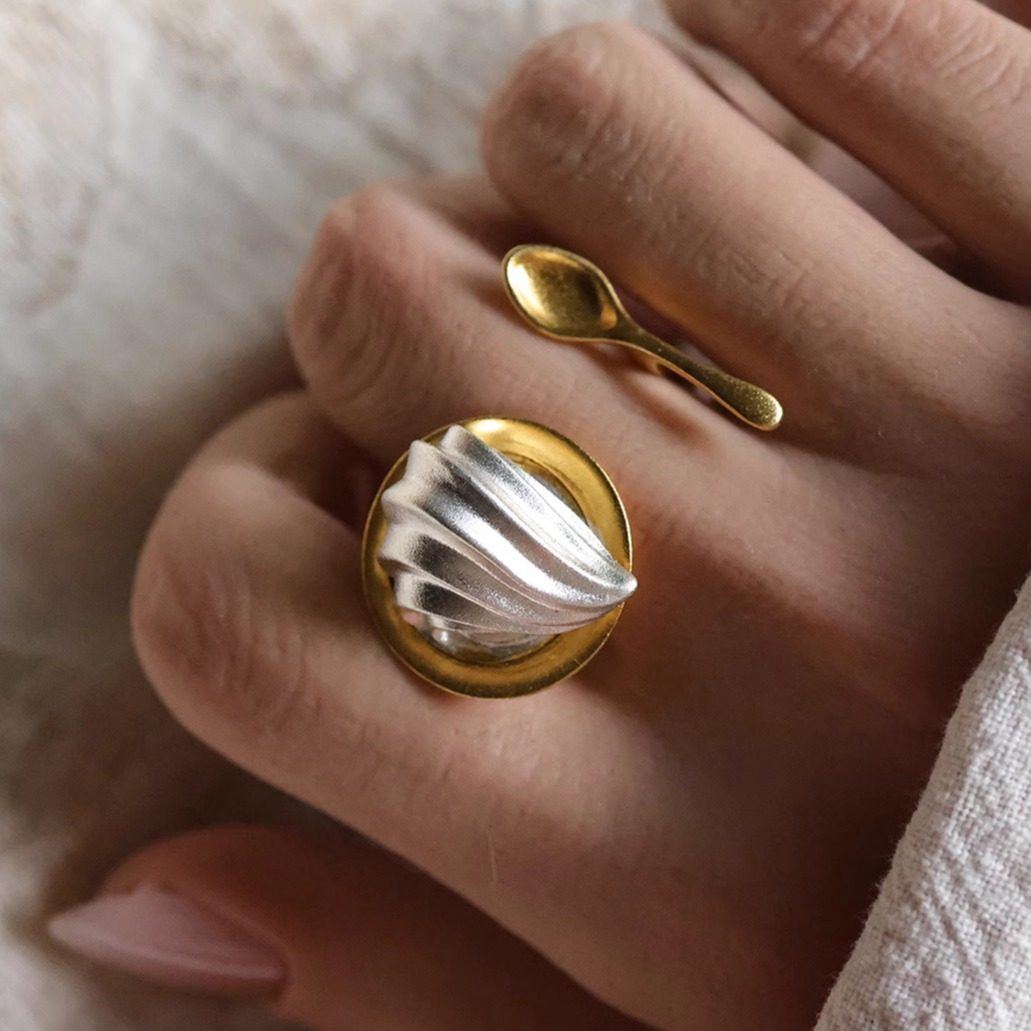 金色S925银法式甜品创意小众戒指