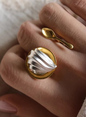 金色S925银法式甜品创意小众戒指