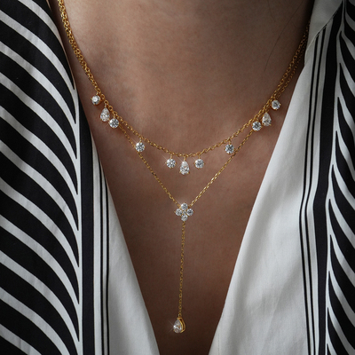 S925银女叠戴项链迷你钻高级感