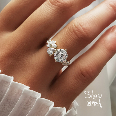 INS欧美风纯银锆石复古戒指定制